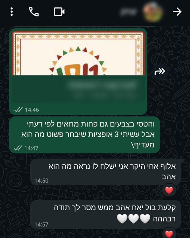 המלצת לקוח 3 — צילום מסך